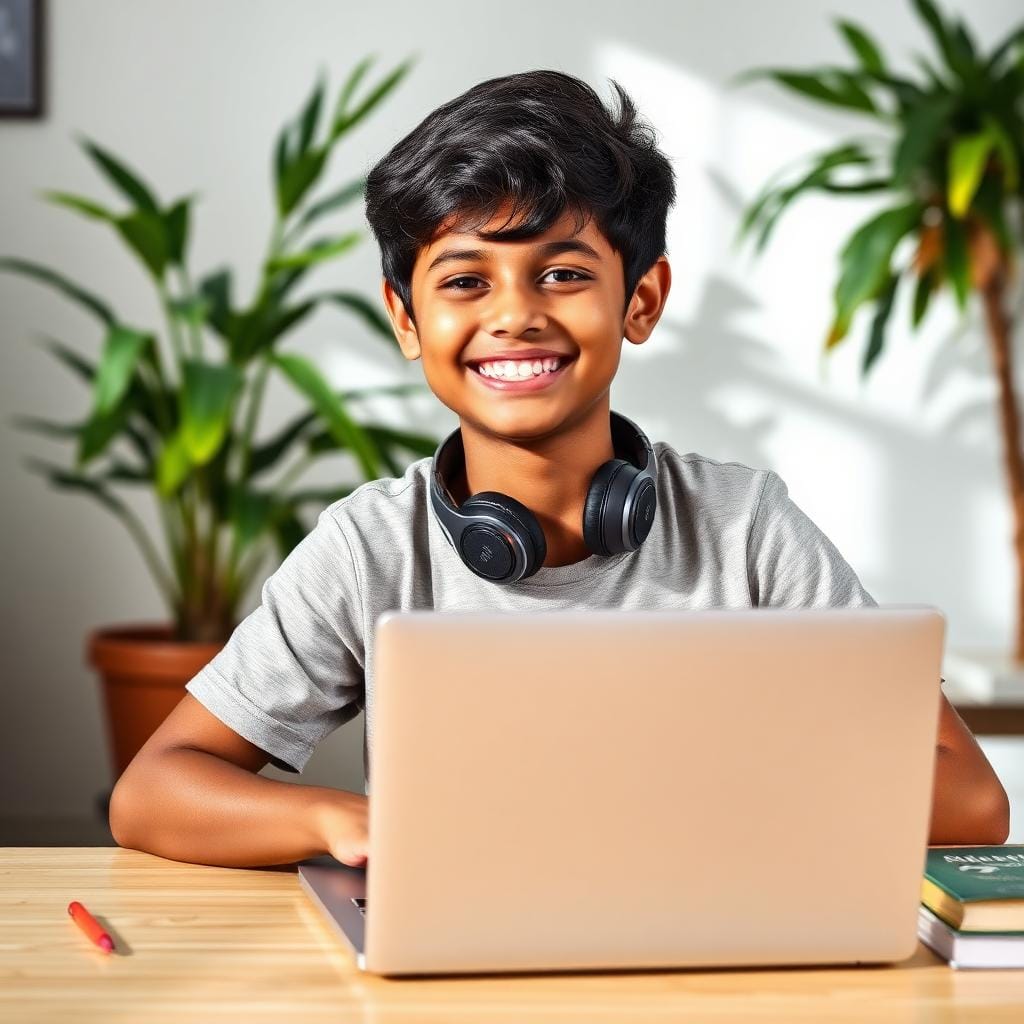 Student aged 14 constructing applications